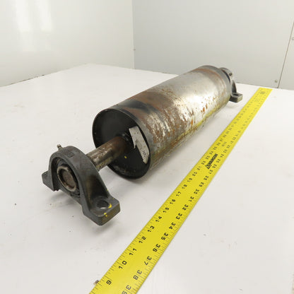 6" OD x 16-3/4" Crowned Face Conveyor Tail Drum Roller W/ Pillow Blocks