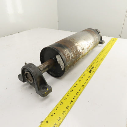 6" OD x 16-3/4" Crowned Face Conveyor Tail Drum Roller W/ Pillow Blocks
