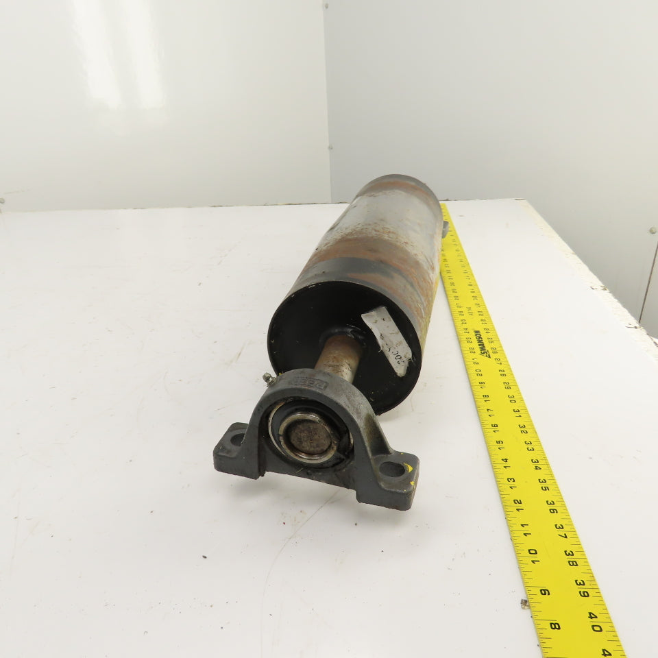 6" OD x 16-3/4" Crowned Face Conveyor Tail Drum Roller W/ Pillow Blocks
