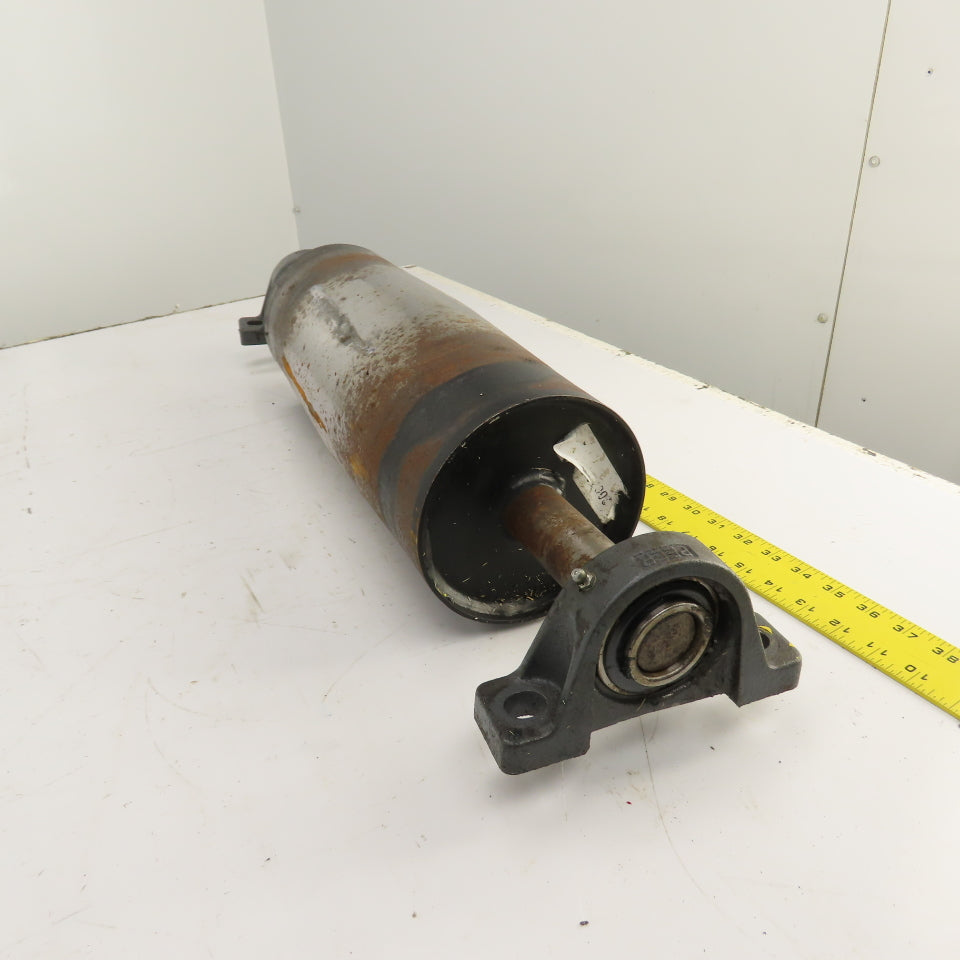 6" OD x 16-3/4" Crowned Face Conveyor Tail Drum Roller W/ Pillow Blocks