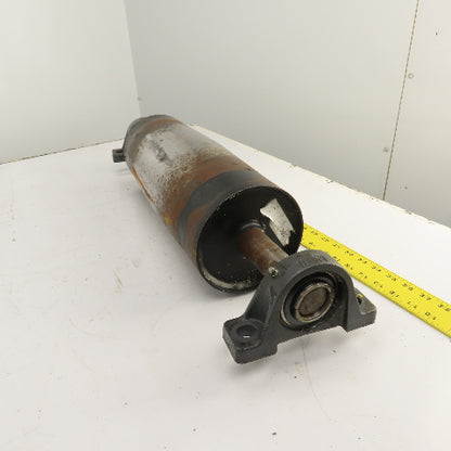 6" OD x 16-3/4" Crowned Face Conveyor Tail Drum Roller W/ Pillow Blocks