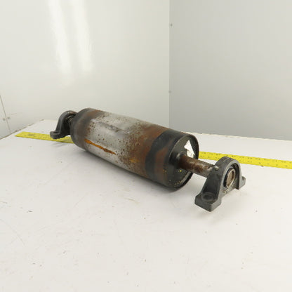 6" OD x 16-3/4" Crowned Face Conveyor Tail Drum Roller W/ Pillow Blocks