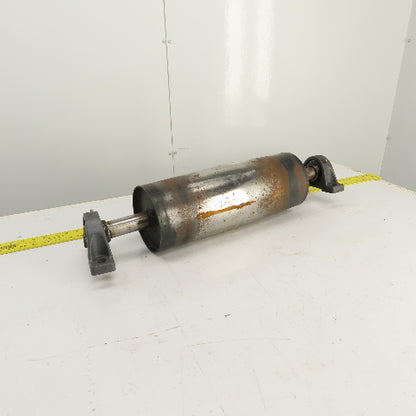 6" OD x 16-3/4" Crowned Face Conveyor Tail Drum Roller W/ Pillow Blocks