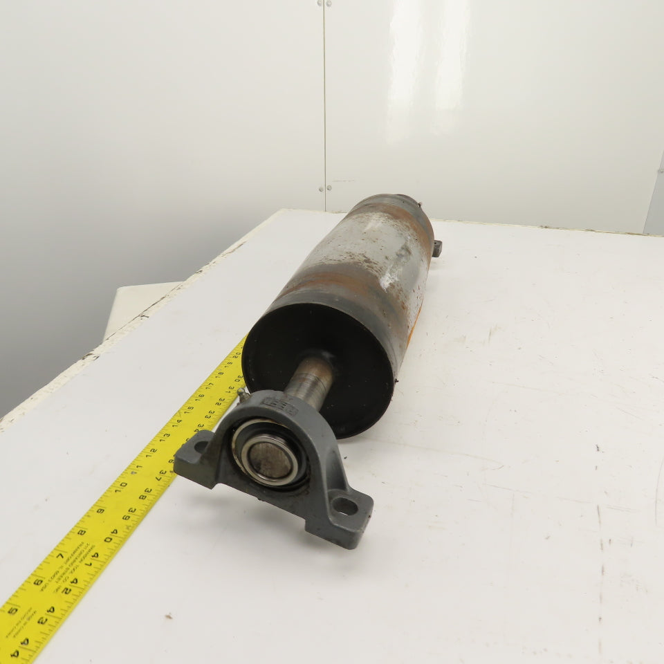 6" OD x 16-3/4" Crowned Face Conveyor Tail Drum Roller W/ Pillow Blocks
