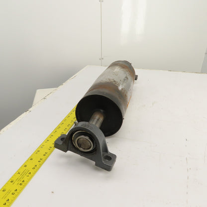 6" OD x 16-3/4" Crowned Face Conveyor Tail Drum Roller W/ Pillow Blocks