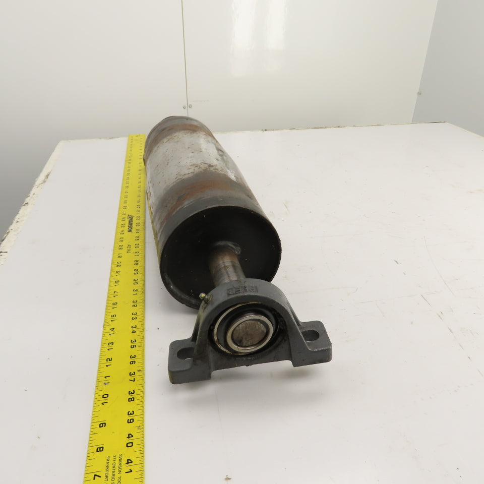 6" OD x 16-3/4" Crowned Face Conveyor Tail Drum Roller W/ Pillow Blocks