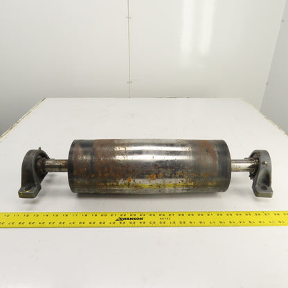 6" OD x 16-3/4" Crowned Face Conveyor Tail Drum Roller W/ Pillow Blocks