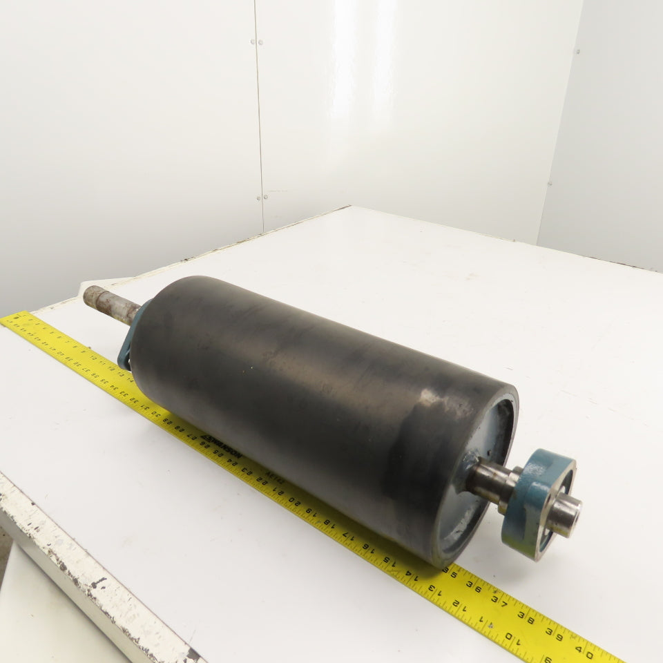 7.3" OD x 16-3/4" Rubber Faced Conveyor Tail Drum Roller W/ Pillow Blocks