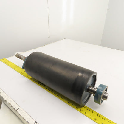 7.3" OD x 16-3/4" Rubber Faced Conveyor Tail Drum Roller W/ Pillow Blocks