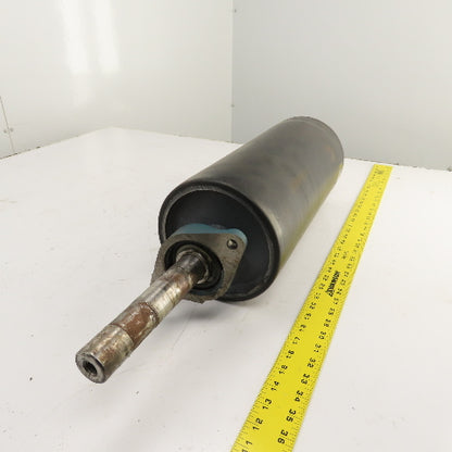 7.3" OD x 16-3/4" Rubber Faced Conveyor Tail Drum Roller W/ Pillow Blocks