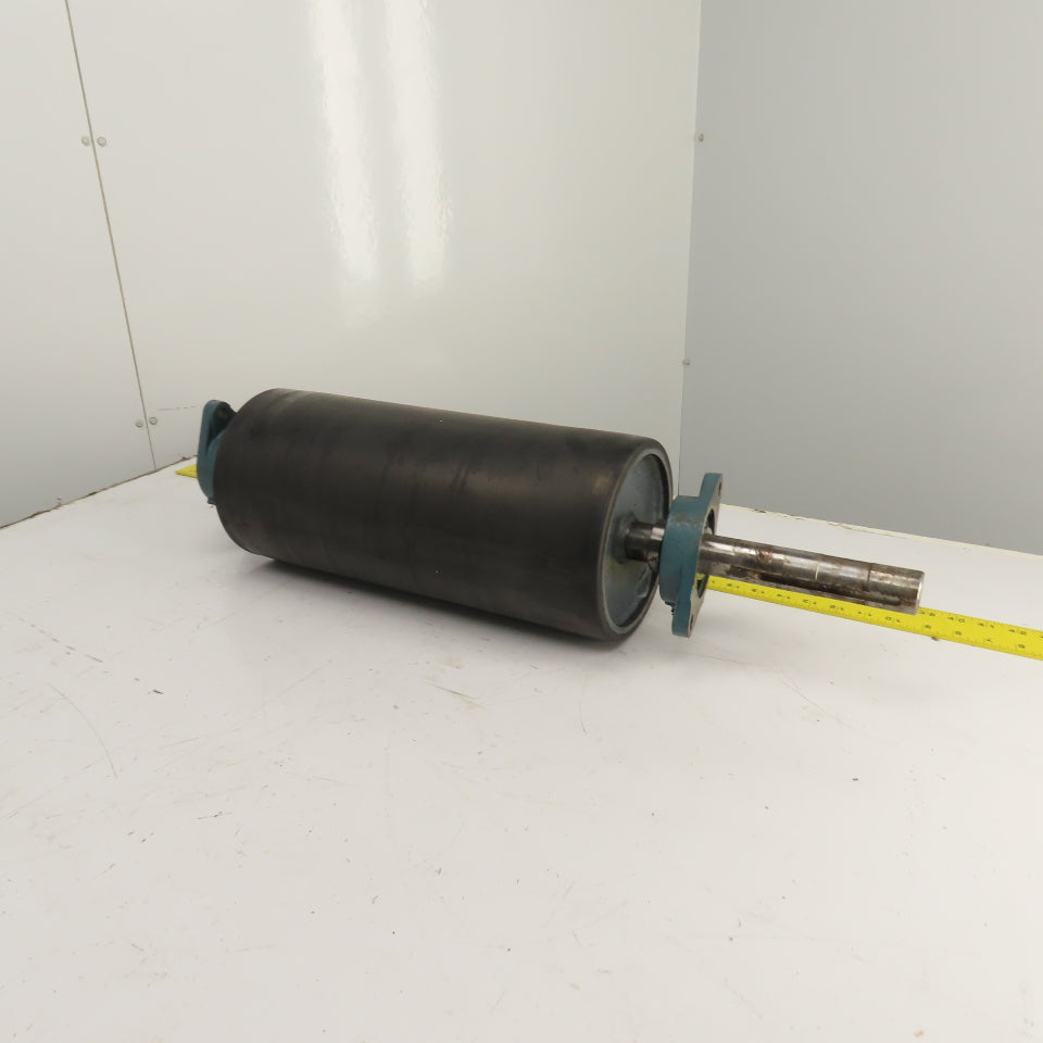 7.3" OD x 16-3/4" Rubber Faced Conveyor Tail Drum Roller W/ Pillow Blocks