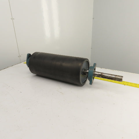 7.3" OD x 16-3/4" Rubber Faced Conveyor Tail Drum Roller W/ Pillow Blocks