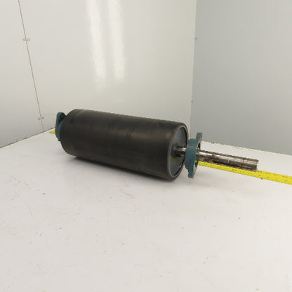 7.3" OD x 16-3/4" Rubber Faced Conveyor Tail Drum Roller W/ Pillow Blocks