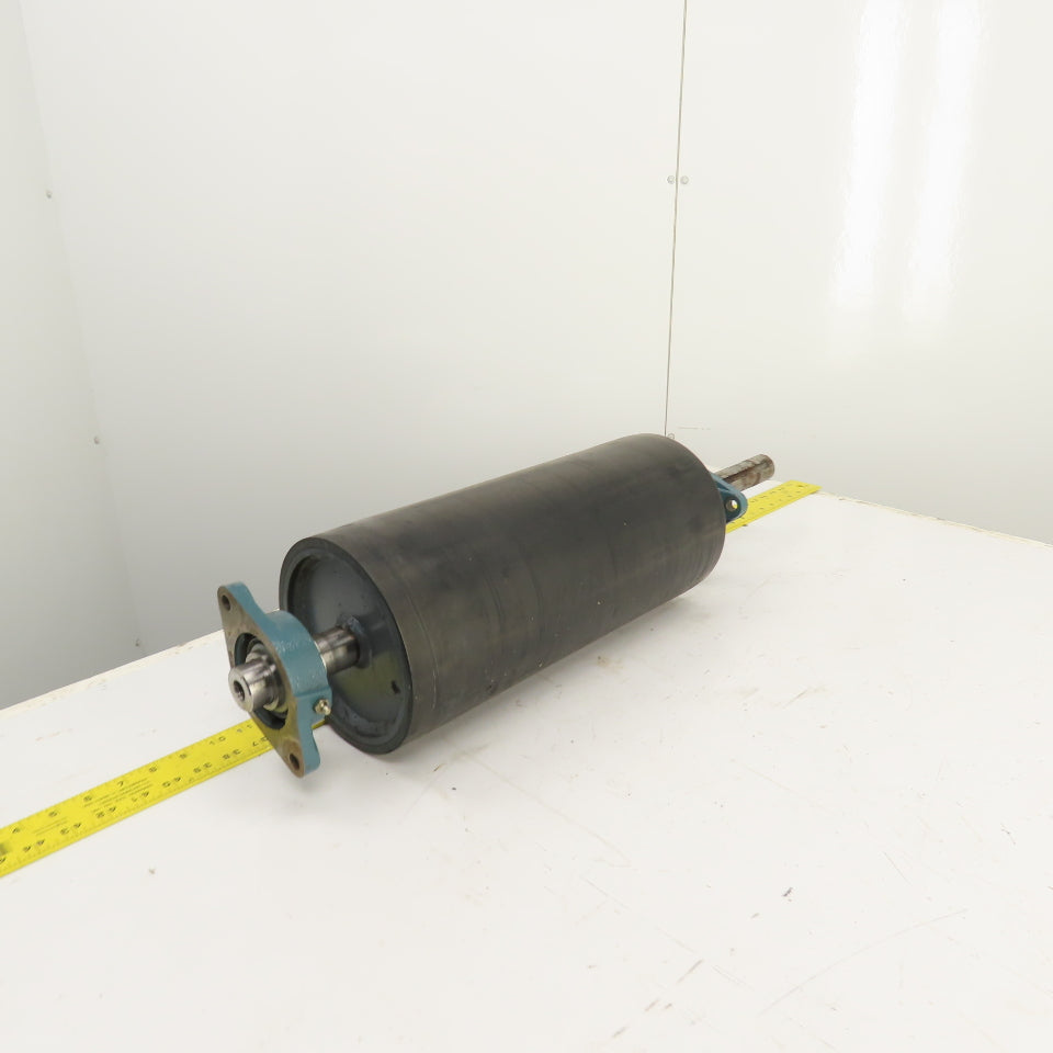 7.3" OD x 16-3/4" Rubber Faced Conveyor Tail Drum Roller W/ Pillow Blocks