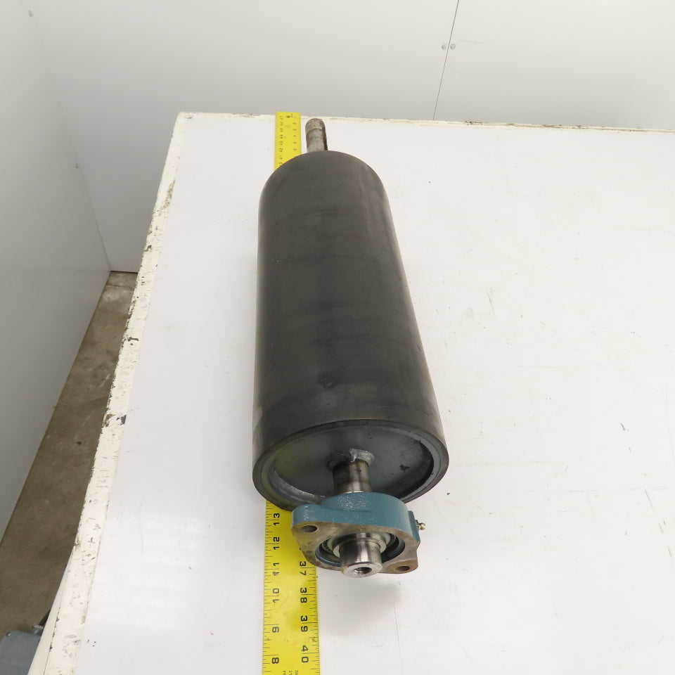 7.3" OD x 16-3/4" Rubber Faced Conveyor Tail Drum Roller W/ Pillow Blocks