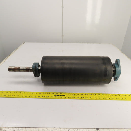 7.3" OD x 16-3/4" Rubber Faced Conveyor Tail Drum Roller W/ Pillow Blocks