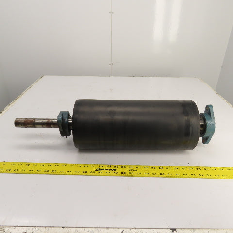7.3" OD x 16-3/4" Rubber Faced Conveyor Tail Drum Roller W/ Pillow Blocks