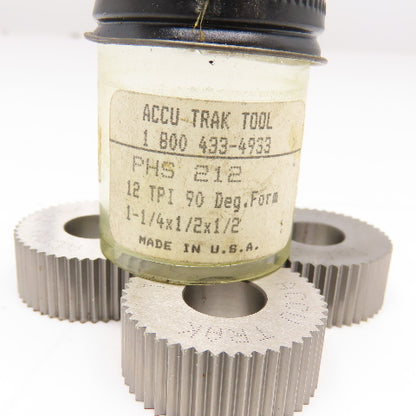 Accu-Trak PHS 212 12 TPI Form Roller 90° Form 1-1/4" x 1/2" x 1/2" Set Of 3
