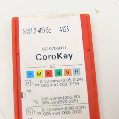 Sandvik Coromant N151.2-400-5E 4125 Indexing Parting Cutoff Insert Lot Of 10
