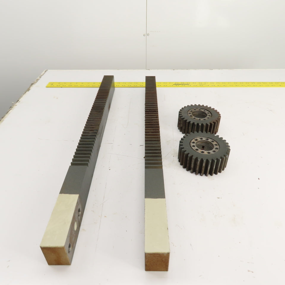 740mm Long x 40mm Wide Flat Pinion Gear Rack Set 544mm Travel W/ Gears Set Of 2