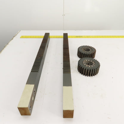 740mm Long x 40mm Wide Flat Pinion Gear Rack Set 544mm Travel W/ Gears Set Of 2