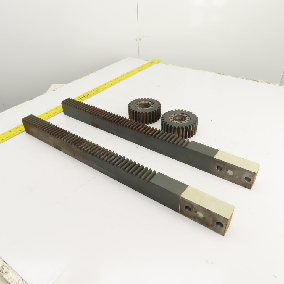 740mm Long x 40mm Wide Flat Pinion Gear Rack Set 544mm Travel W/ Gears Set Of 2