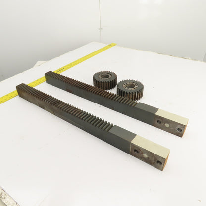 740mm Long x 40mm Wide Flat Pinion Gear Rack Set 544mm Travel W/ Gears Set Of 2