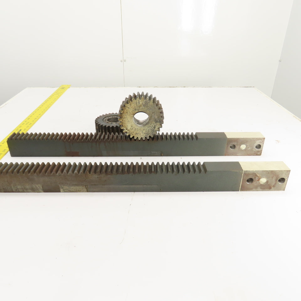 740mm Long x 40mm Wide Flat Pinion Gear Rack Set 544mm Travel W/ Gears Set Of 2
