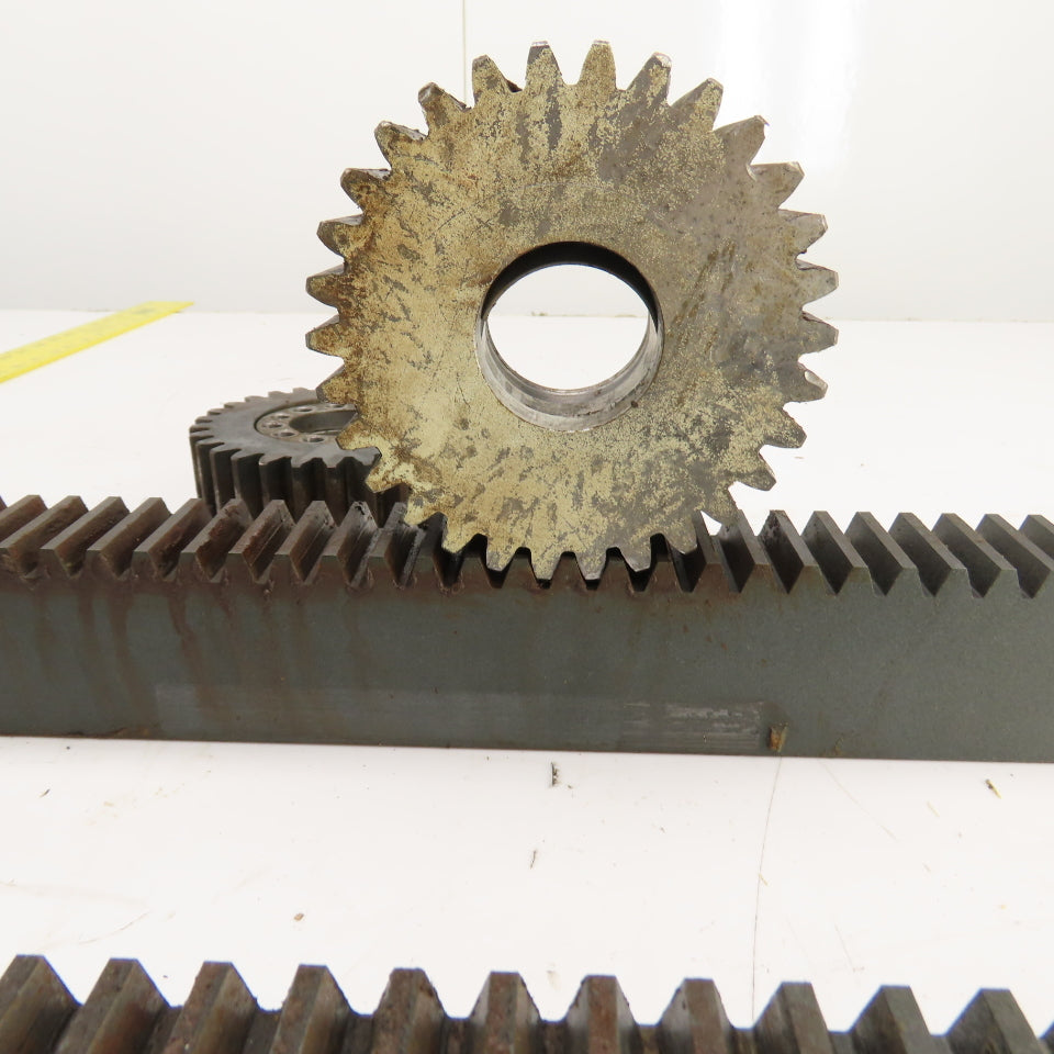 740mm Long x 40mm Wide Flat Pinion Gear Rack Set 544mm Travel W/ Gears Set Of 2