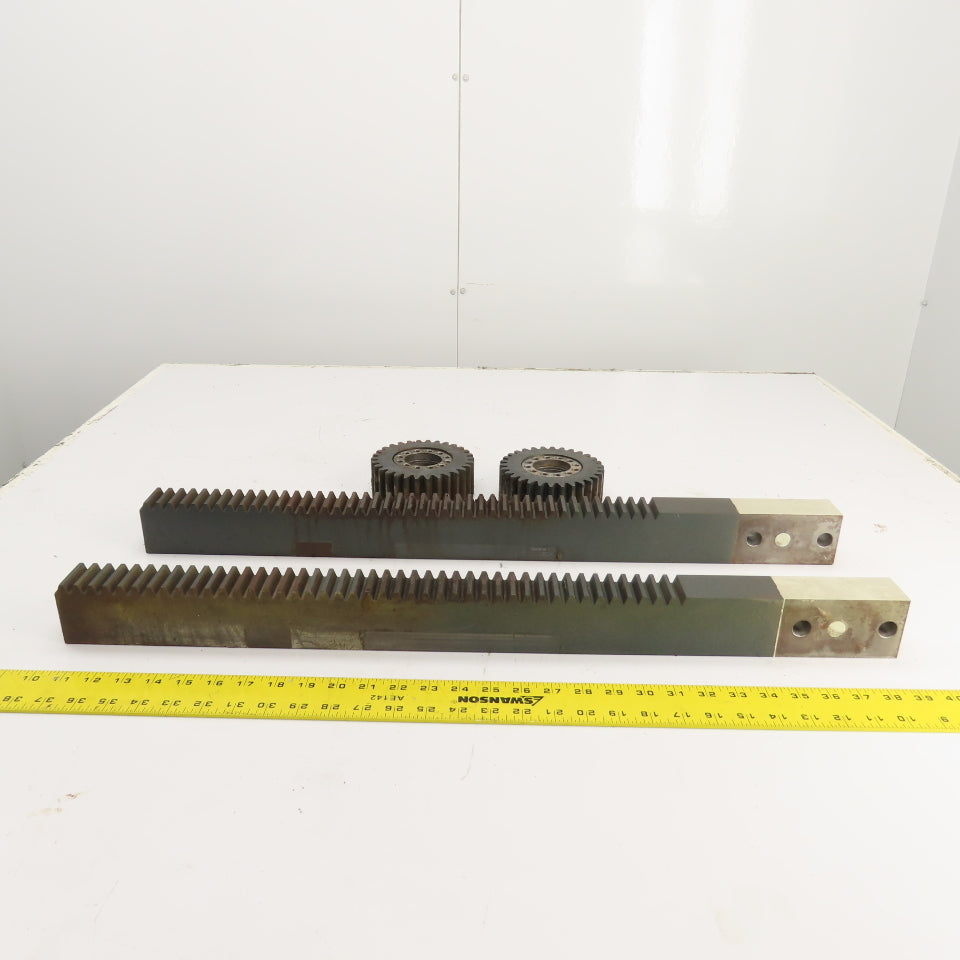740mm Long x 40mm Wide Flat Pinion Gear Rack Set 544mm Travel W/ Gears Set Of 2