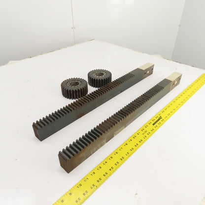 740mm Long x 40mm Wide Flat Pinion Gear Rack Set 544mm Travel W/ Gears Set Of 2