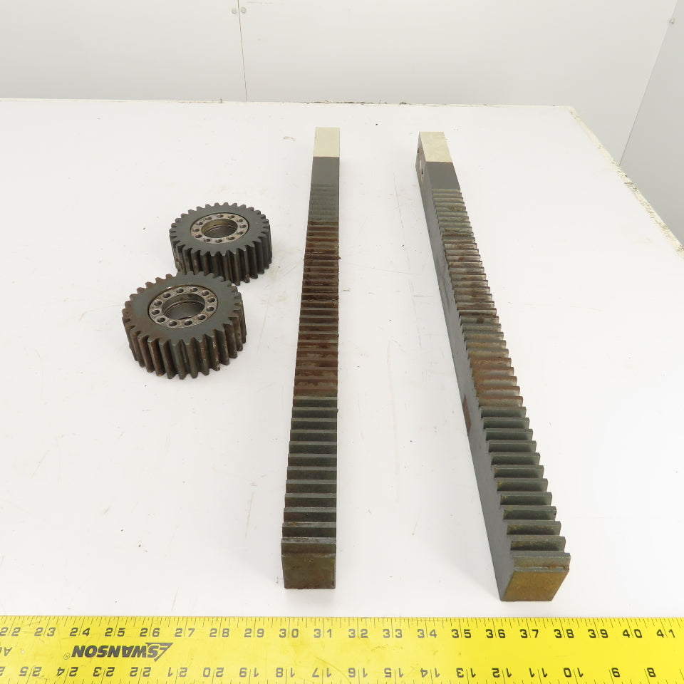 740mm Long x 40mm Wide Flat Pinion Gear Rack Set 544mm Travel W/ Gears Set Of 2