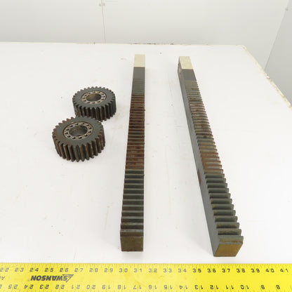 740mm Long x 40mm Wide Flat Pinion Gear Rack Set 544mm Travel W/ Gears Set Of 2