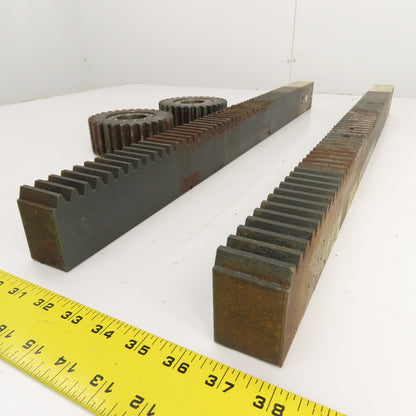 740mm Long x 40mm Wide Flat Pinion Gear Rack Set 544mm Travel W/ Gears Set Of 2