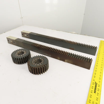 740mm Long x 40mm Wide Flat Pinion Gear Rack Set 544mm Travel W/ Gears Set Of 2