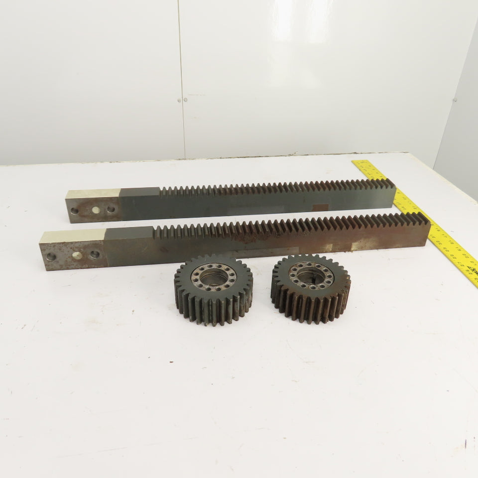 740mm Long x 40mm Wide Flat Pinion Gear Rack Set 544mm Travel W/ Gears Set Of 2