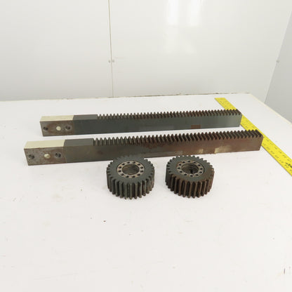 740mm Long x 40mm Wide Flat Pinion Gear Rack Set 544mm Travel W/ Gears Set Of 2