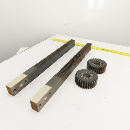 740mm Long x 40mm Wide Flat Pinion Gear Rack Set 544mm Travel W/ Gears Set Of 2