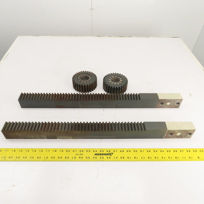 740mm Long x 40mm Wide Flat Pinion Gear Rack Set 544mm Travel W/ Gears Set Of 2
