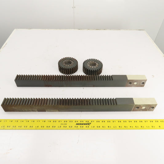 740mm Long x 40mm Wide Flat Pinion Gear Rack Set 544mm Travel W/ Gears Set Of 2