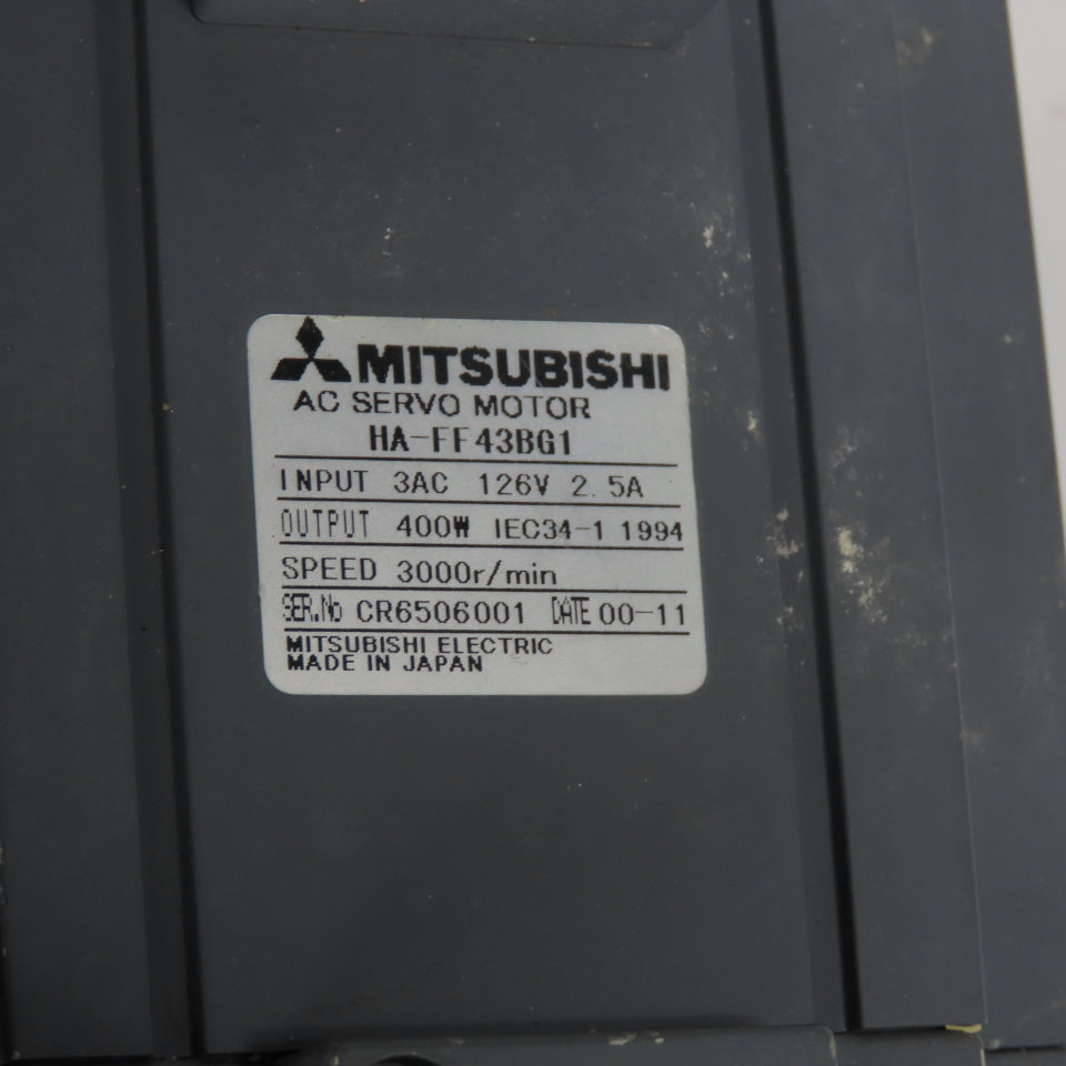 Mitsubishi HA-FF43BG1 AC Servo Gear Motor 3AC 126V 2.5A W/ GR-S-40-A 10:1 Ratio