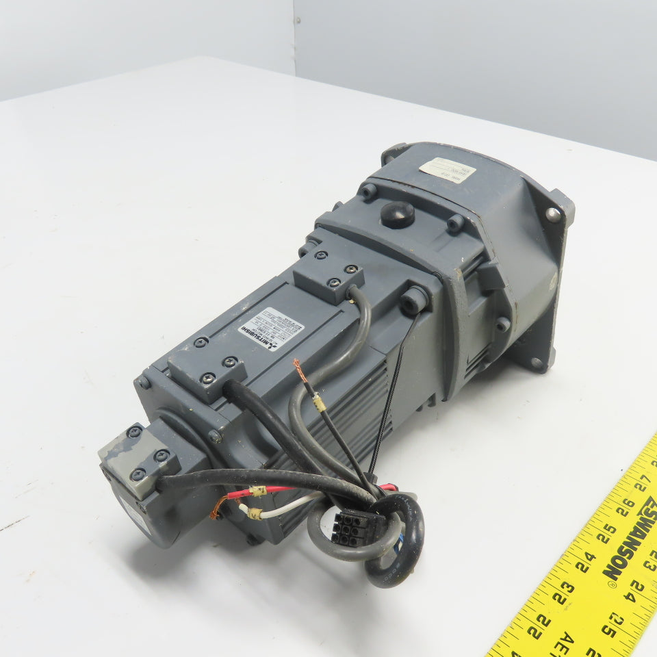 Mitsubishi HA-FF43BG1 AC Servo Gear Motor 3AC 126V 2.5A W/ GR-S-40-A 10:1 Ratio