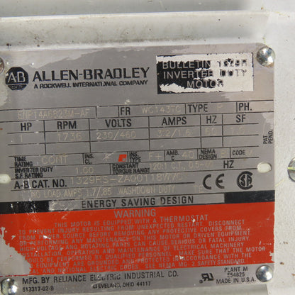 Allen Bradley 1329RS-ZA00118WVC 1HP 3Ph Electric Motor 230/460V WC143TC Frame