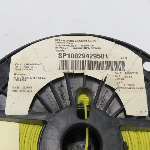 Prestolite 6SXL-1801-4 Bare Copper Conductor Wire 18AWG 500' L Yellow