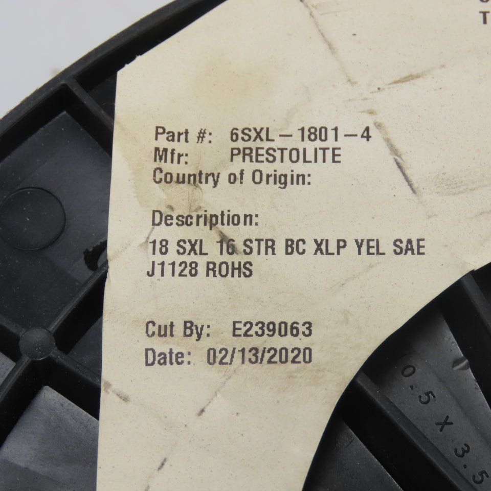 Prestolite 6SXL-1801-4 Bare Copper Conductor Wire 18AWG 500' L Yellow