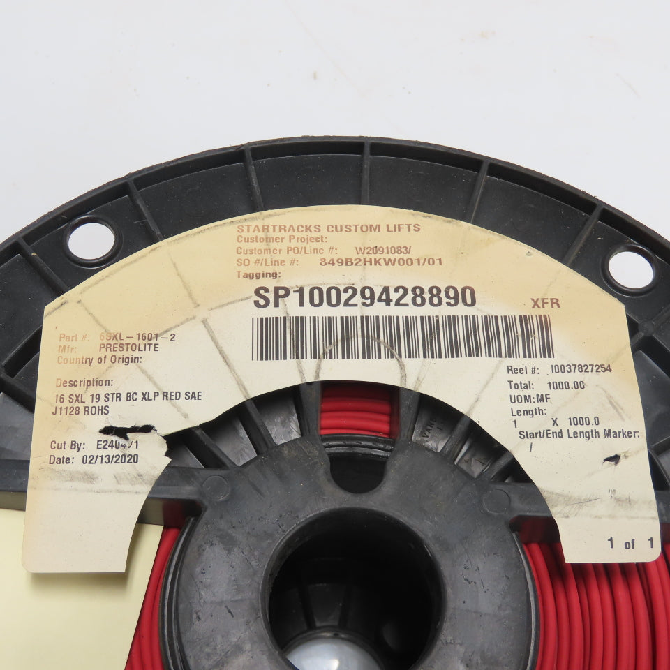 Prestolite 6SXL-1601-2 Bare Copper Conductor Wire 16AWG 500' L RED SXL SAE J1128