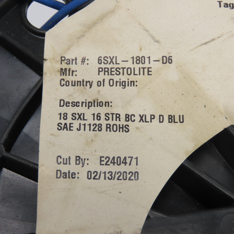 Prestolite 6SXL-1801-D6 Bare Copper Conductor Wire 18AWG 500' L Blue 18SXL 16STR