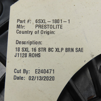 Prestolite 6SXL-1801-1 Bare Copper Conductor Wire 18AWG 500' L Brown 18SXL 16STR