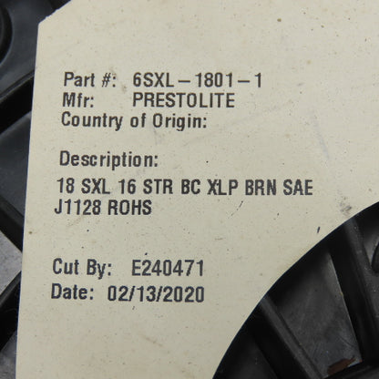 Prestolite 6SXL-1801-1 Bare Copper Conductor Wire 18AWG 500' L Brown 18SXL 16STR