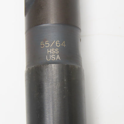 55/64" Twist Drill 2 Flute Coolant Thru HSS 11" OAL